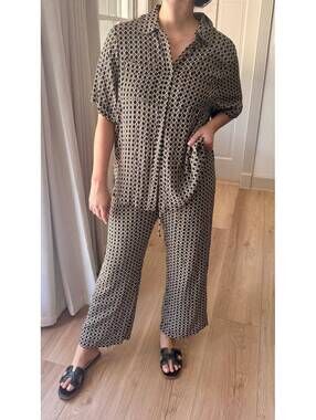 Dissh brown printed jumpsuit size 6